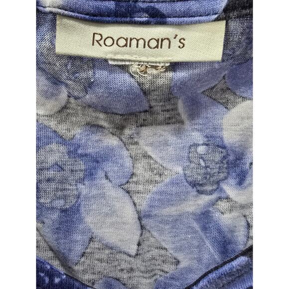 Roaman’s Plus Size Purple Floral Sweetheart Neckline Tunic Top - XL/1X - Picture 11 of 11